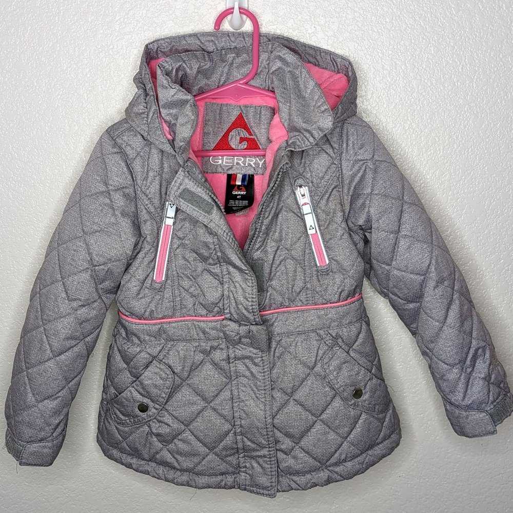 Gerry Weber Lightweight Hooded Winter Coat Gray & Pink (4T)